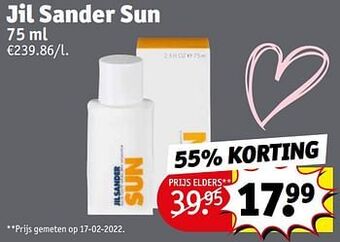 Kruidvat Jil sander sun aanbieding