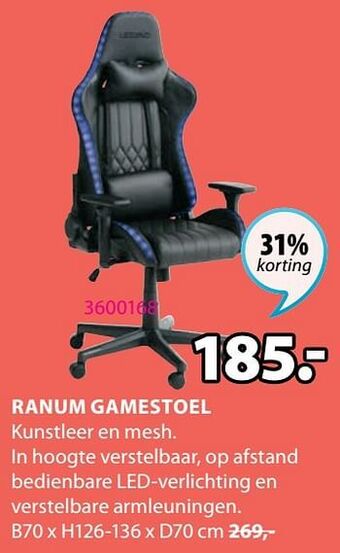 Jysk Ranum gamestoel aanbieding
