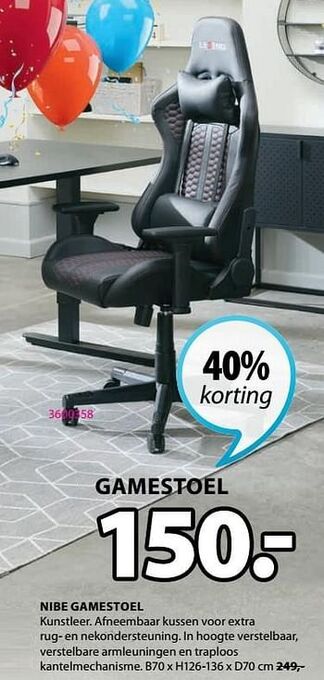 Jysk Nibe gamestoel aanbieding
