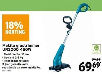 GAMMA Makita grastrimmer ur3000 450w aanbieding