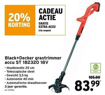GAMMA Black+decker grastrimmer accu st 182320 18v aanbieding