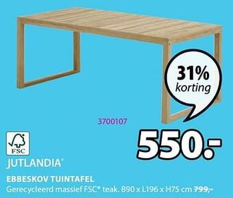Jysk Ebbeskov tuintafel aanbieding