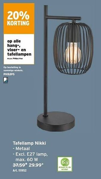 GAMMA Tafellamp nikki aanbieding