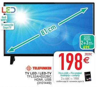 Cora Telefunken TV LED/LED-TV TFL32AHD22BC aanbieding