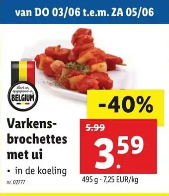 Varkens brochettes met ui