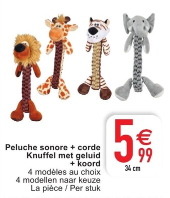 Cora Peluche sonore+corde Knuffel met geluid + koord aanbieding