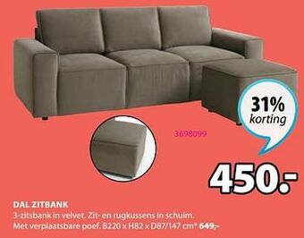Jysk Dal zitbank aanbieding