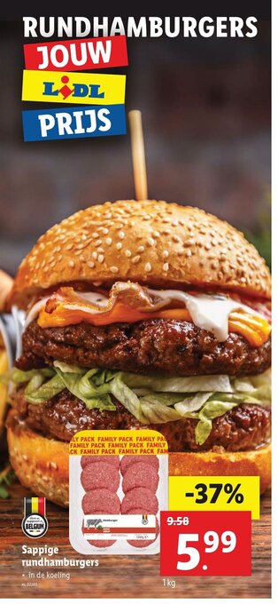 Lidl Sappige rundhamburgers aanbieding