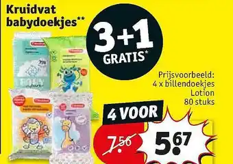 Kruidvat Kruidvat Babydoekjes 3+1 Gratis aanbieding