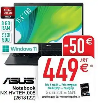 Cora Acer notebook nx.hvteh.005 aanbieding