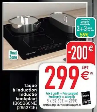Cora Indesit taque à induction inductie kookplaat ib65b60ne aanbieding