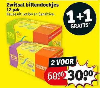 Kruidvat Zwitsal Billendoekjes 1+1 Gratis aanbieding