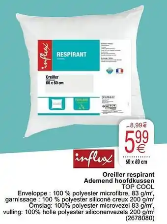 Cora Oreiller respirant ademend hoofdkussen top cool aanbieding