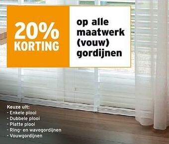 GAMMA 20% korting op alle maatwerk vouw gordijnen aanbieding
