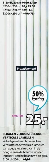 Jysk Feragen verduisterende verticale lamellen aanbieding