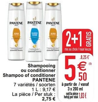 Cora Shampooing ou conditionner shampoo of conditioner pantene aanbieding