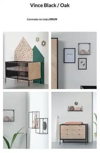 BabyPark Vince black - oak commode met lades aanbieding