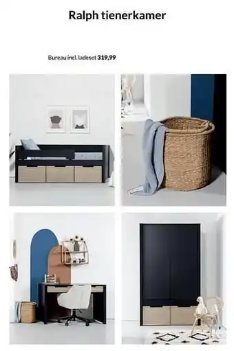 BabyPark Ralph tienerkamer bureau incl ladeset aanbieding