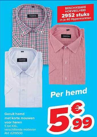 Carrefour Geruit Hemd Met Korte Mouwen Voor Heren aanbieding
