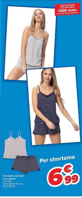 Carrefour Shortama Met Kant Voor Dames aanbieding