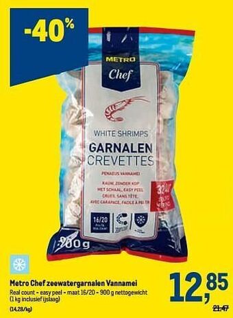 Makro Metro chef zeewatergarnalen vannamei aanbieding