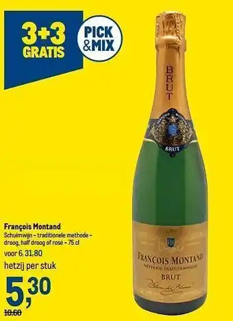 Makro François montand schuimwijn - traditionele methode - droog, half droog of rosé aanbieding