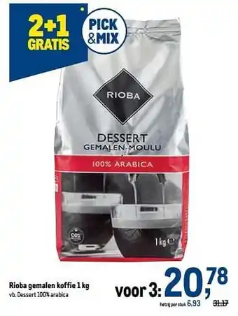 Rioba gemalen koffie dessert 100% arabica
