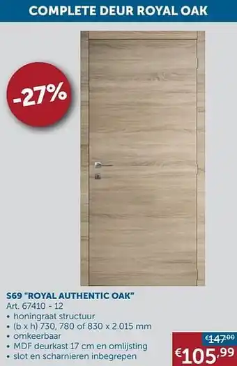 Complete deur s69 royal authentic oak