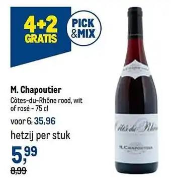 Makro M. chapoutier côtes-du-rhône rood, wit of rosé aanbieding