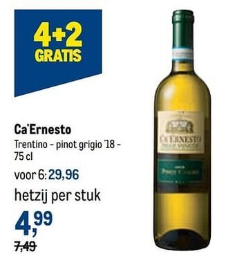 Makro Ca`ernesto trentino - pinot grigio aanbieding