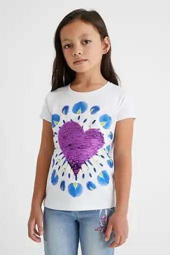 T-shirt met boho-print van een hart - WHITE - 5/6
