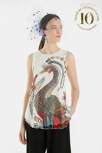Desigual Wijd uitlopend shirt met pauw - WHITE - S aanbieding