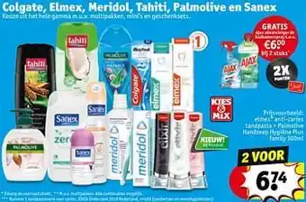 Kruidvat Elmex anti-caries tandpasta + palmolive handzeep hygiëne plus family aanbieding
