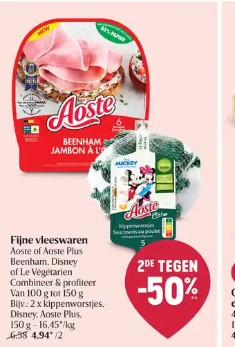 Delhaize Aoste Fijne vleeswaren van 100 G tot 150 G aanbieding