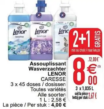 Cora Assouplissant wasverzachter lenor caresse aanbieding