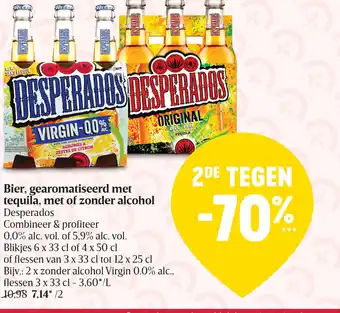 Delhaize Desperados Bier, gearomatiseerd met tequila, met of zonder alcohol 3 x 33 cl aanbieding