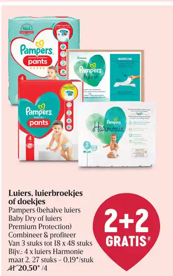 Delhaize Pampers Luiers, luierbroekjes of doekjes aanbieding