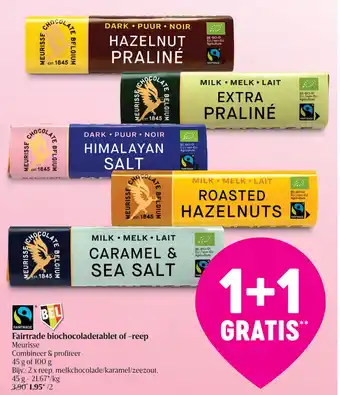 Meurisse Fairtrade biochocoladetablet of -reep 45 G