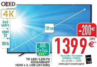 Sony tv led - led-tv kd55a8baep