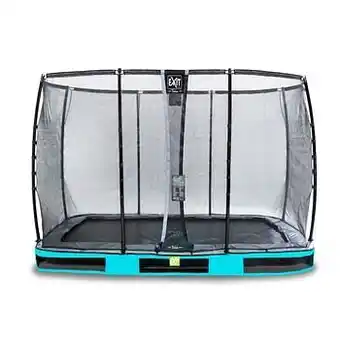 Brico Exit in-ground trampoline Elegant Premium met veiligheidsnet Deluxe 214x366cm blauw aanbieding