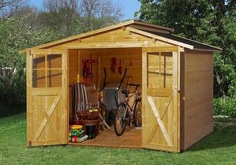 Brico Weka tuinhuis 323 GR3 beits 194x299cm aanbieding