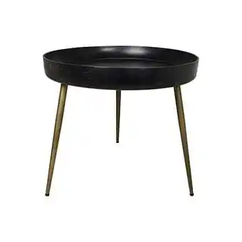 Leen Bakker HSM Collection bijzettafel Ventura - zwart/goudkleur - 52x60 cm - Leen Bakker aanbieding