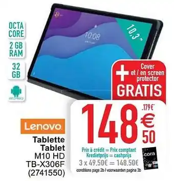 Cora Lenovo tablette tablet m10 hd tb-x306f aanbieding