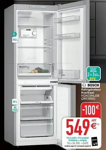 Cora Bosch réfrigérateur koelkast kgn33nleb aanbieding