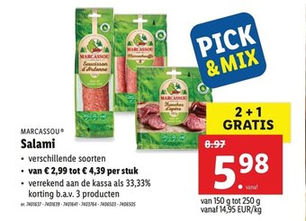 Lidl Marcassou Salami aanbieding