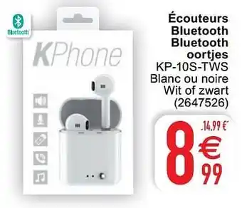 Cora Écouteurs bluetooth bluetooth oortjes kp-10s-tws aanbieding