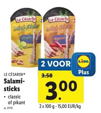 Lidl Le Césarin Salami sticks aanbieding