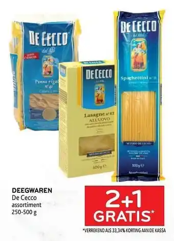 Alvo Deegwaren de cecco 2+1 gratis aanbieding