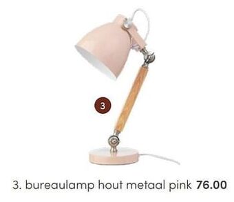 Baby & Tiener Bureaulamp hout metaal pink aanbieding