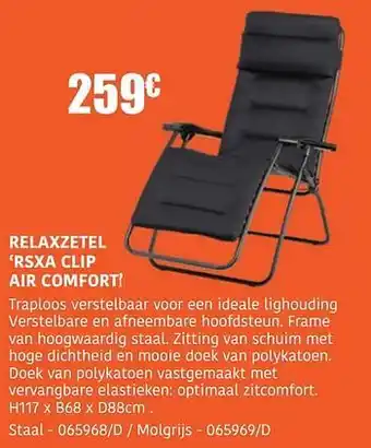 HandyHome Relaxzetel rsxa clip air comfort staal aanbieding